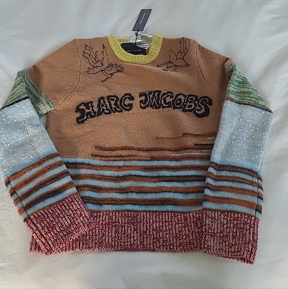 NWT Marc Jacobs Multicolor Striped Crewneck Sweater, XS